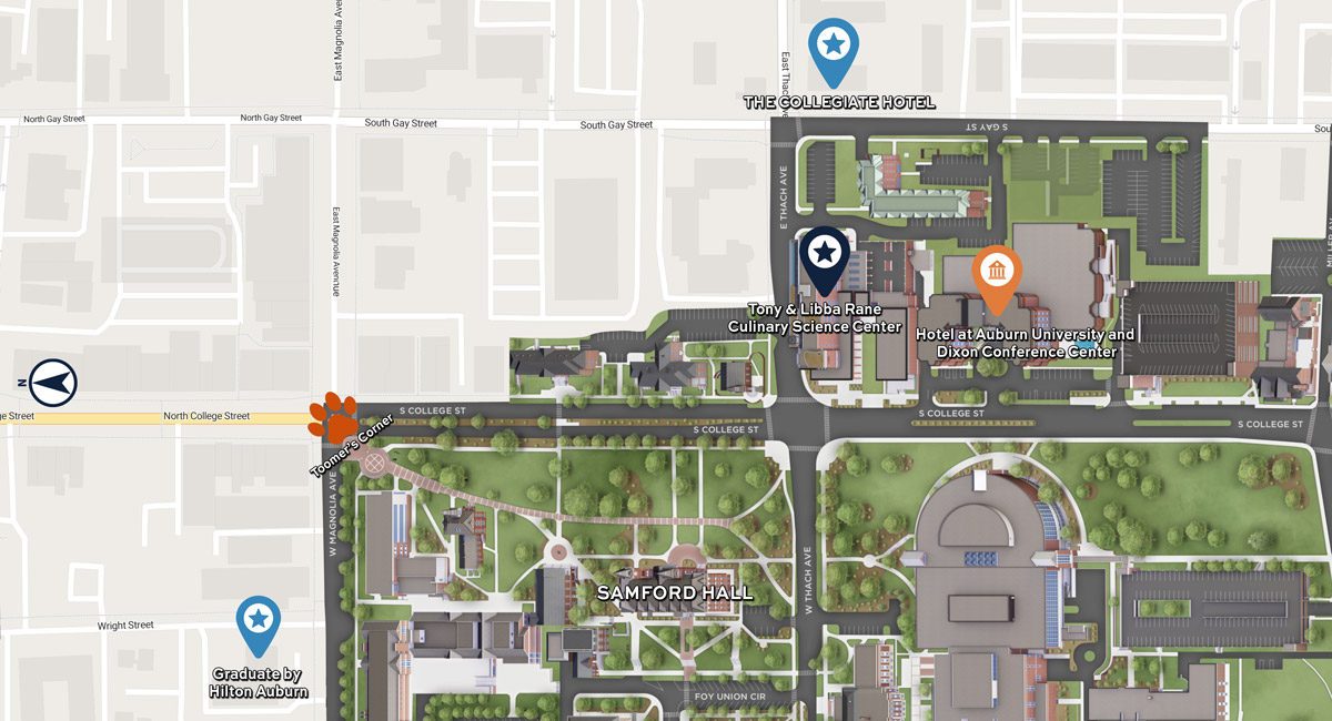 Map of north side of Auburn University 