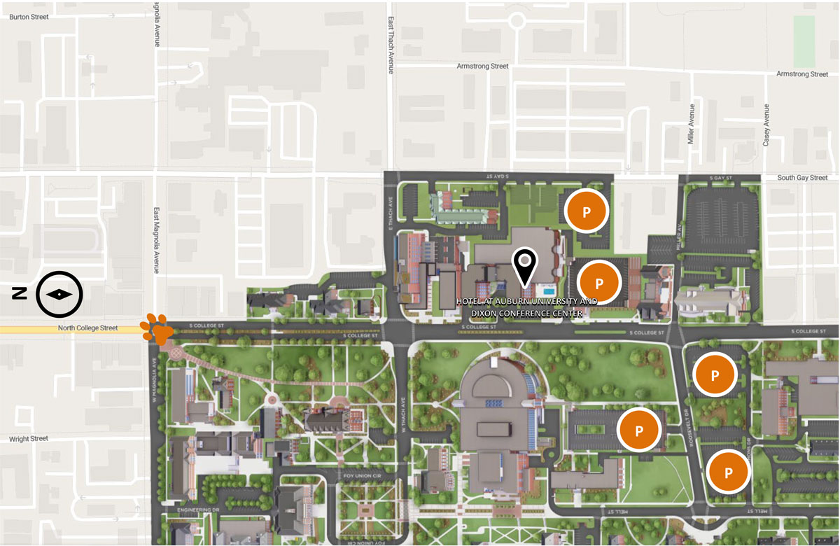 Map of north side of Auburn University 